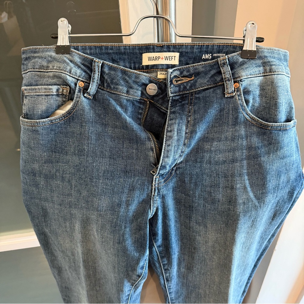 Warp + Weft Men's Blue Straight Leg Jeans
